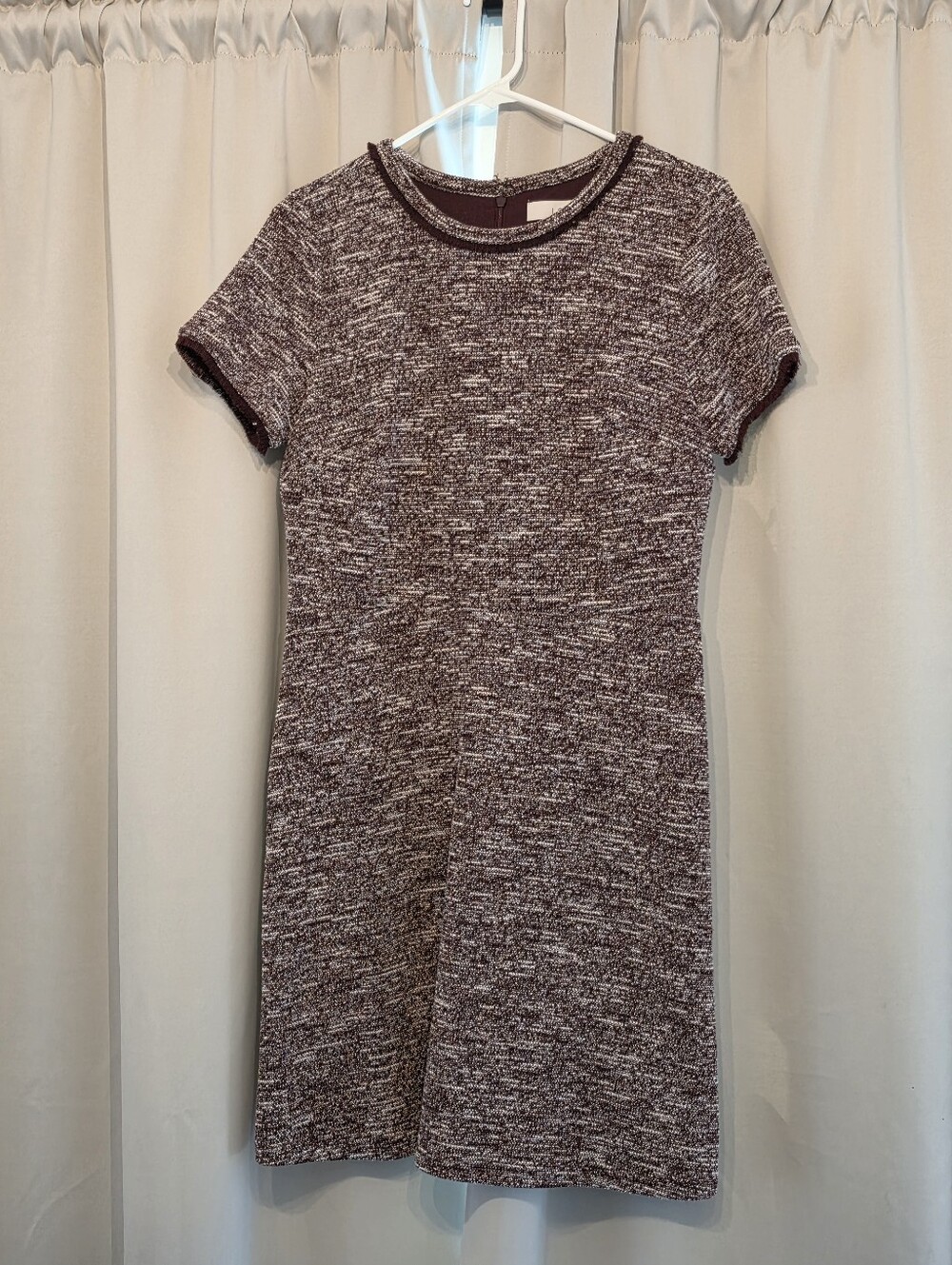 LOFT Burgundy Tweed Sheath Dress Sz 8